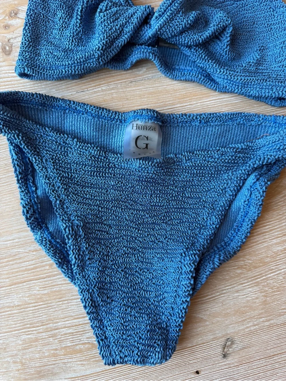 Hunza G Juno Bikini -Blue Textured Twist Bikini Set